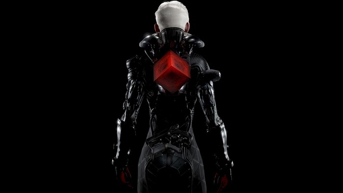 Character from Echo Game with red cube