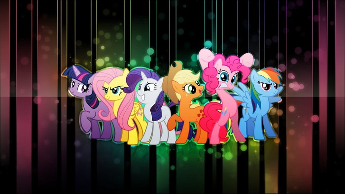 My Little Pony Characters on Colorful Background