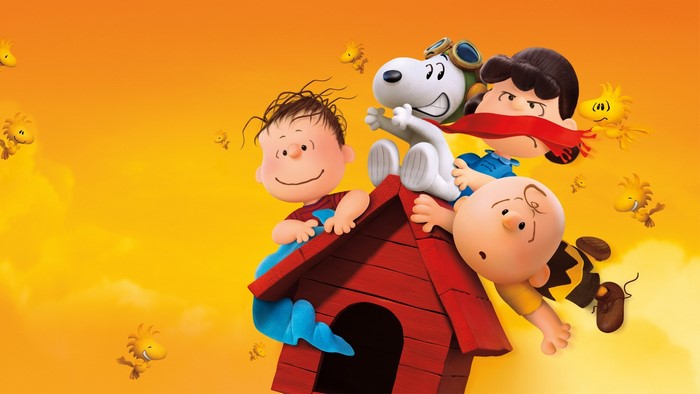 Snoopy and the Peanuts Gang on a Doghouse