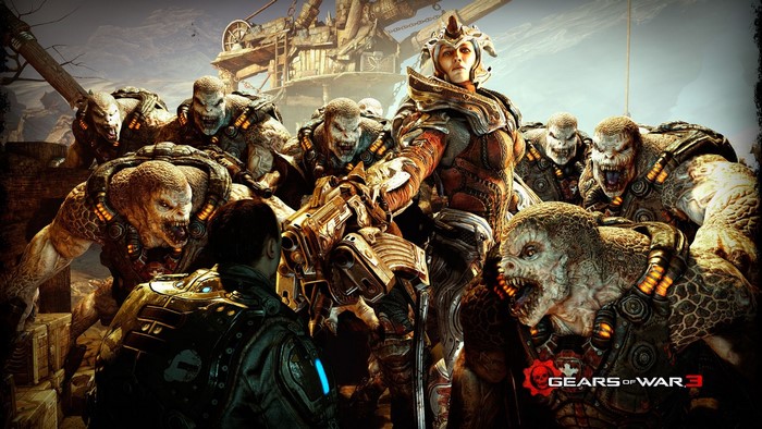 Gears of War 3 Locust Horde and Marcus Fenix