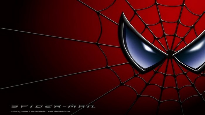 Spiderman Eyes on Red Web Background