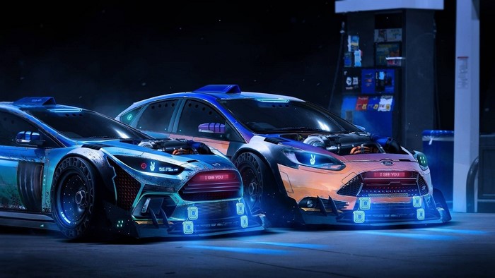Ford Focus Rally Cars with Neon Lights
