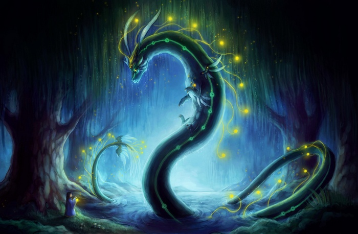 Dragon Goddess in a mystical forest