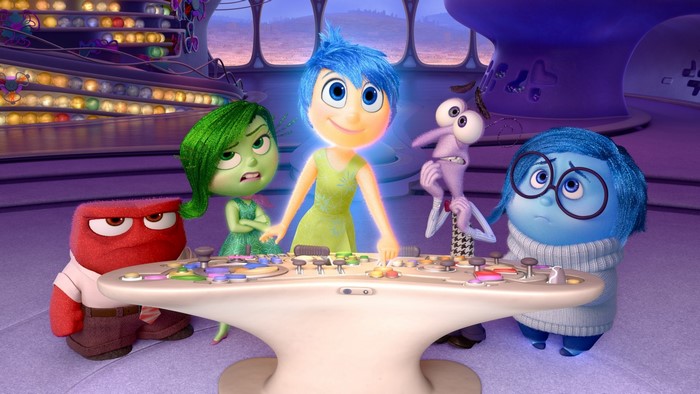 Inside Out characters at the control panel