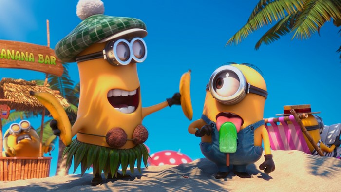 Minions at a Banana Bar on a Beach