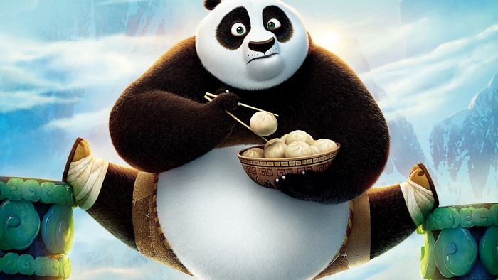 Po from Kung Fu Panda 3 eating dumplings