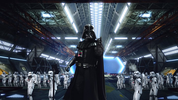 Darth Vader and Stormtroopers in a Hangar
