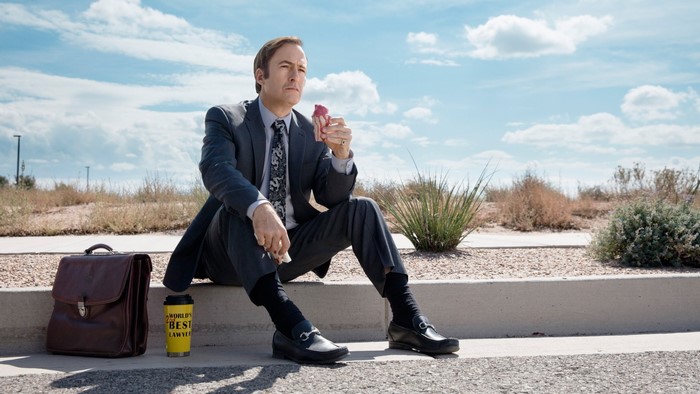 Saul Goodman from Better Call Saul eating ice cream