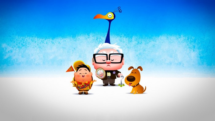 Carl, Russell, Dug, and Kevin from Up