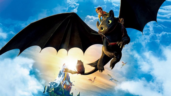 Hiccup Riding Toothless from How to Train Your Dragon