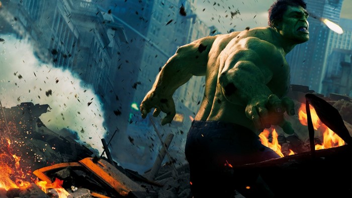 Hulk in a destroyed city