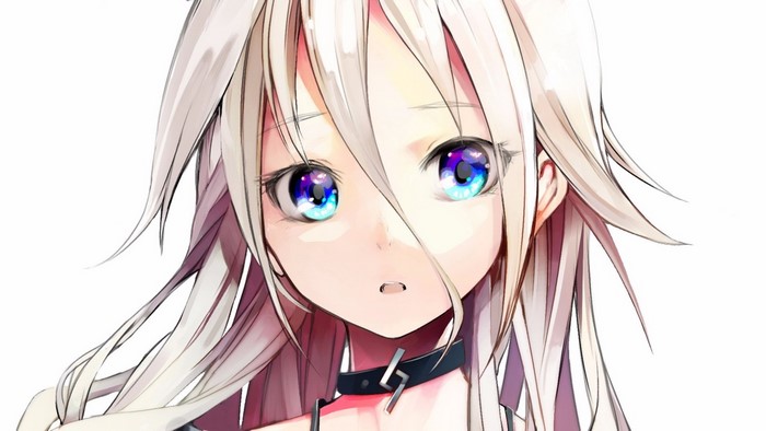 Anime girl with white hair and blue eyes