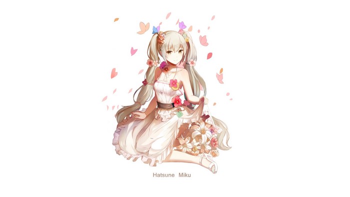 Hatsune Miku from Vocaloid with Flowers