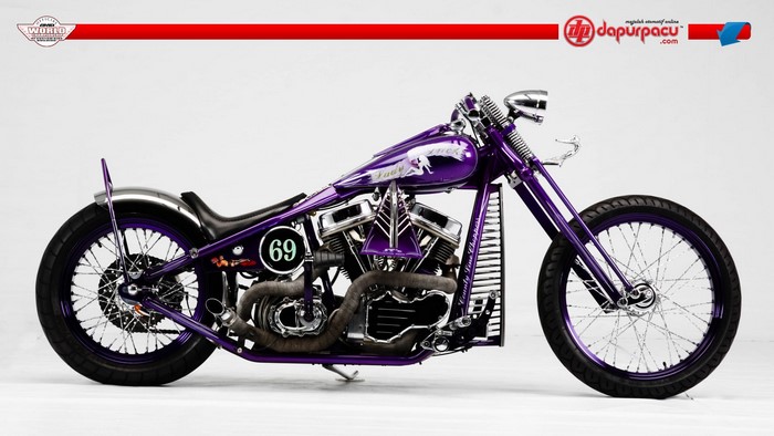 Purple Custom Chopper Motorcycle