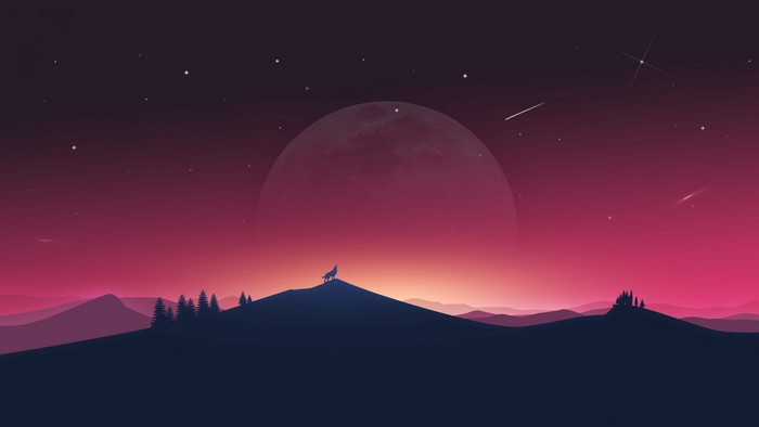 Wolf Howling at the Moon