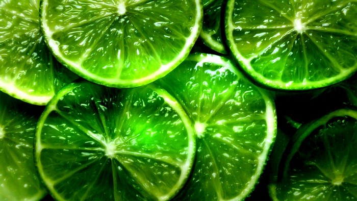 Close-up of sliced limes