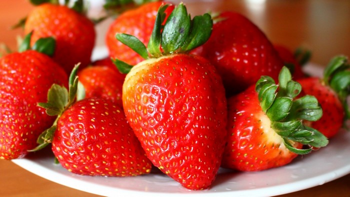 Close-up of Fresh Strawberries on a Plate