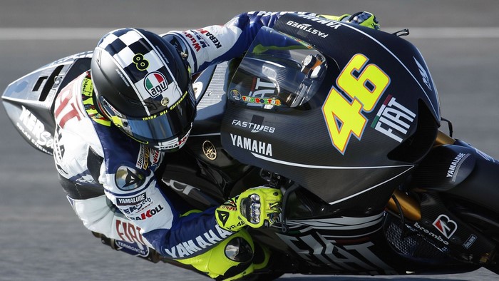 Valentino Rossi on a Yamaha motorcycle
