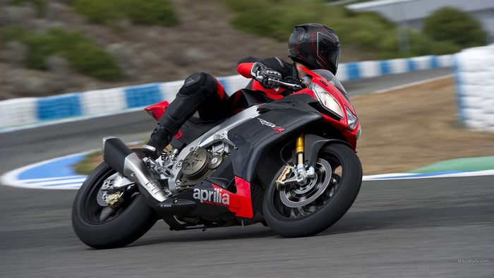 Aprilia RSV4 APRC motorcycle on a race track