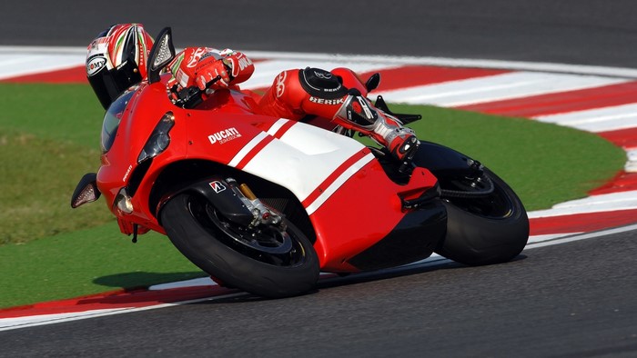 Ducati Desmosedici RR motorcycle on a race track