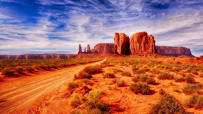 Road to Monument Valley with Red Rock Formations