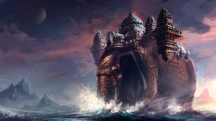 Fantasy Elephant Castle on the Sea