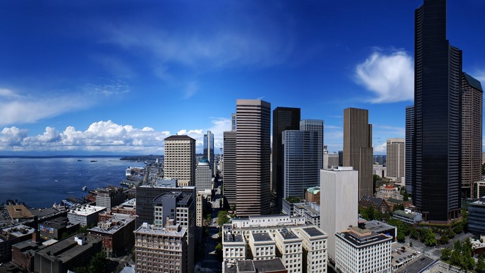 Seattle Cityscape with Water and Sky