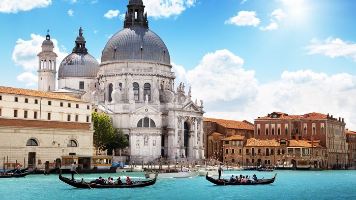 Venice City with Gondolas and Basilica