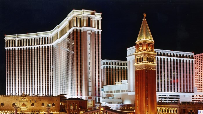 The Venetian Casino Building at Night