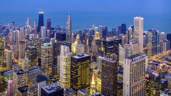 Chicago Cityscape Skyline at Dusk