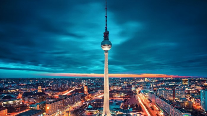 Berlin TV Tower and City Skyline at Dusk