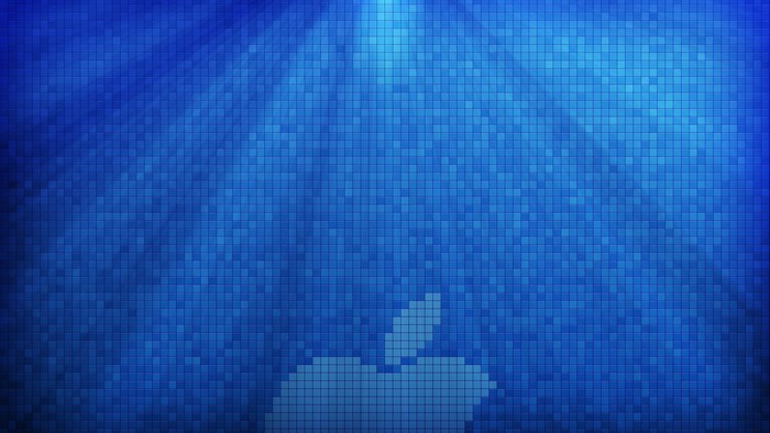 Apple Logo on Blue Pixelated Background