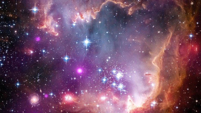 Nebula with stars and galaxies