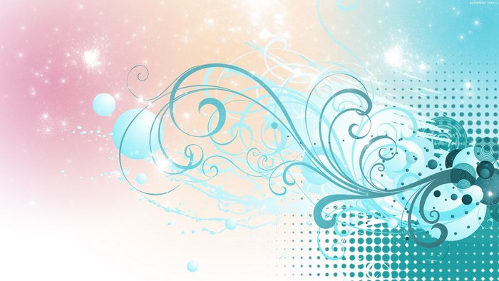 Abstract Floral Design with Pink and Blue Tones