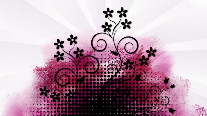 Floral Design with Pink and Black Splatter