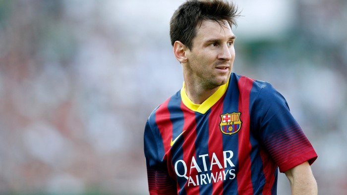Lionel Messi wearing Barcelona jersey