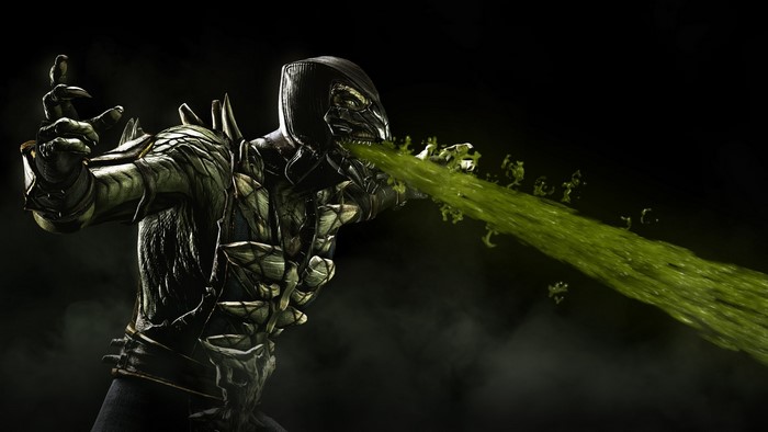 Reptile from Mortal Kombat X spitting acid