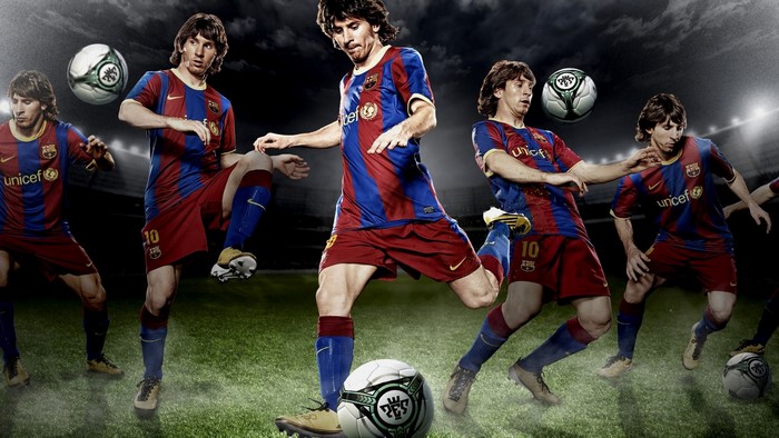 Lionel Messi playing soccer