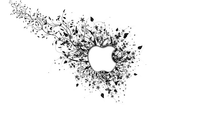Apple logo with floral design