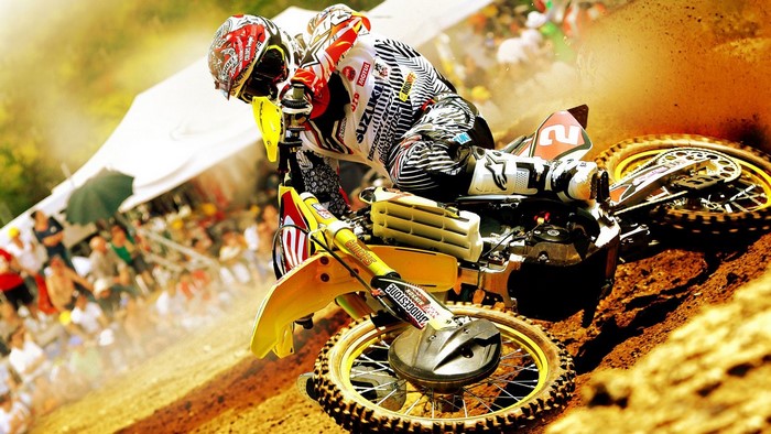 Motocross Rider on Suzuki Motorcycle