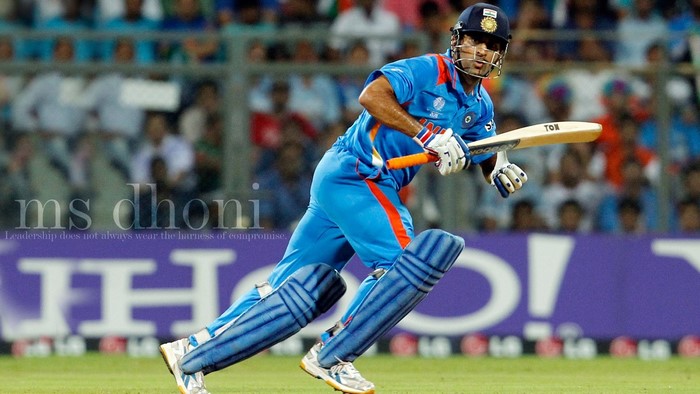 MS Dhoni batting in a cricket match