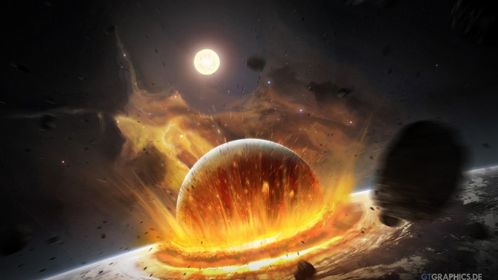 Planet Impact with Sun and Debris