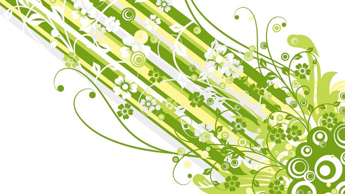 Green floral design with diagonal stripes