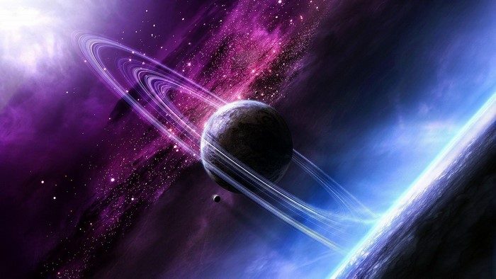 Planets with rings in a nebula