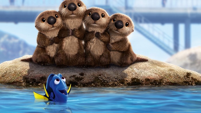 Sea otters and Dory from Finding Dory