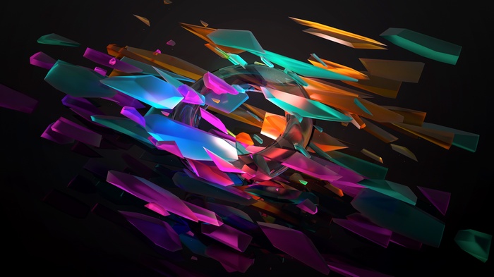 Colorful abstract geometric shards exploding