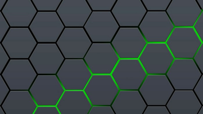 Dark Grey and Green Hexagonal Pattern
