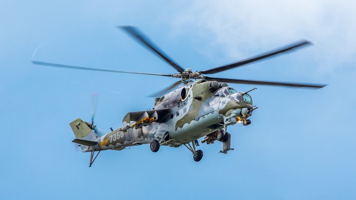 Mil Mi-24 Hind helicopter gunship in flight
