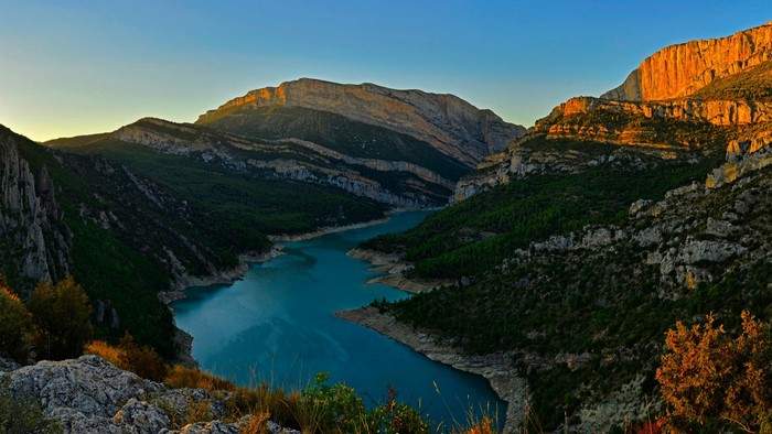 River Congost in Spain at Sunset