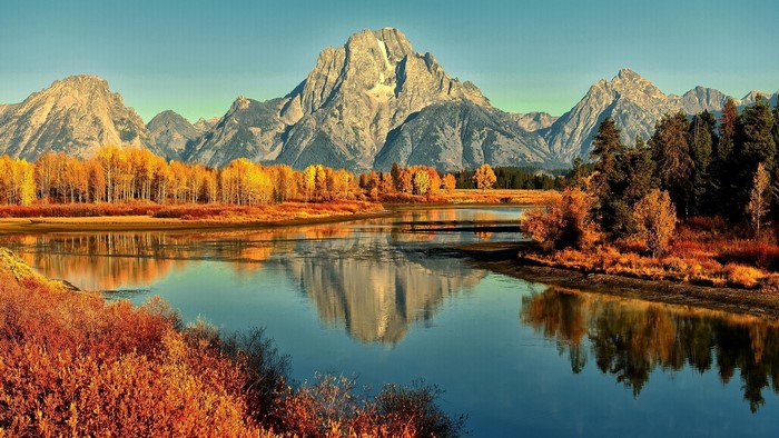 Autumn Mountain River Reflection